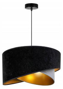 Závěsné svítidlo MEDIOLAN, 1x černé/šedé/zlaté textilní stínítko