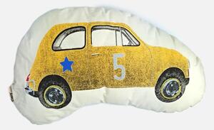 Dětský tvarovaný polštářek autíčko,žlutá, 36 x 20 cm