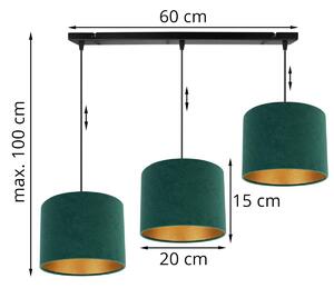 Závěsné svítidlo MEDIOLAN, 3x textilní stínítko (výběr z 10 barev), (výběr ze 3 barev konstrukce), G