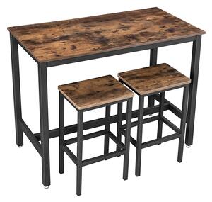 Sada barový stůl a stoličky VASAGLE 90 × 120 × 60 cm