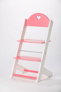 Lucas Wood Style rostoucí židle MIXLE - bílá/růžová rostoucí židle MIXLE: Srdíčko