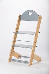 Lucas Wood Style rostoucí židle MIXLE - přírodní/šedá rostoucí židle MIXLE: Srdíčko
