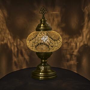Krásy Orientu Orientální skleněná mozaiková stolní lampa Blanc - ø skla 16 cm