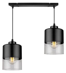 Light Home Závěsné svítidlo ROMA, 2x černé/transparentní skleněné stínítko