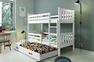 BMS Group Dětská patrová postel s přistýlkou CARINO 190x80 bílá Barva šuplíku: Bílá