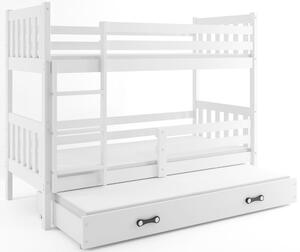 Dětská patrová postel s přistýlkou CARINO 3 | 80 x 190 cm Barva: Bílá / bílá