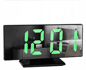 ISO 10721 Multifunkční zrcadlové hodiny s budíkem a teploměrem černé