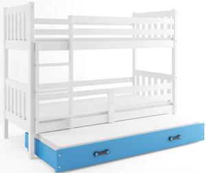 Dětská patrová postel s přistýlkou CARINO 3 | 80 x 190 cm Barva: bílá / modrá