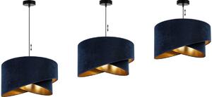 Závěsné svítidlo Mediolan, 1x tmavě modré/zlaté textilní stínítko, (výběr ze 2 barev konstrukce)