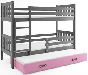 BMS Group Dětská patrová postel s přistýlkou CARINO 190x80 grafit Barva šuplíku: Bílá