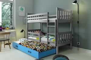 BMS Group Dětská patrová postel s přistýlkou CARINO 190x80 grafit Barva šuplíku: Modrá