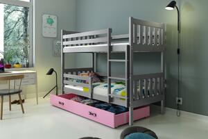 BMS Group Dětská patrová postel s úložným prostorem CARINO 190x80 grafit Barva šuplíku: Bílá