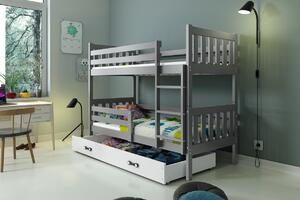 BMS Group Dětská patrová postel s úložným prostorem CARINO 190x80 grafit Barva šuplíku: Bílá