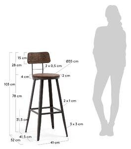  Přírodní barová židle Malinda 103 × 51 × 41 cm LA FORMA