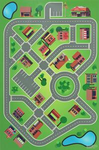 PVC KIDS Simple City Play Mat, šíře role , Zelená, Vícebarevné