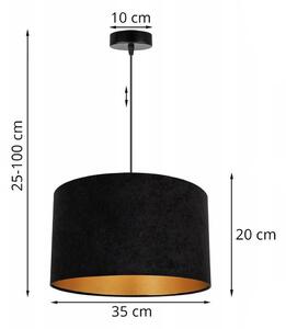 Závěsné svítidlo MEDIOLAN, 1x černé/zlaté textilní stínítko, (fi 35cm)