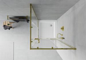 Mexen Rio, čtvercový sprchový kout s posuvnými dveřmi 70 (dveře) x 70 (dveře) x 190 cm, 5mm čiré sklo, zlatý profil + Rio sprchová vanička s chromovým sifonem, 860-070-070-50-00-451