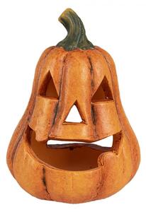 Oranžová keramická rozesmátá dýně na Halloween Jack III – 12x17 cm