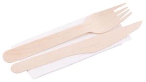 5 bal Príbor MagicHome Woodline ECO, nôž, vidlička, servítka, 100% Natural