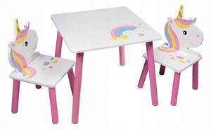 BHome Dětský stůl s židlemi Jednorožec