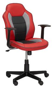 OTOČNÁ ŽIDLE PRO MLADÉ, vzhled kůže, šedá, červená, černá Xora - Dětské otočné židle