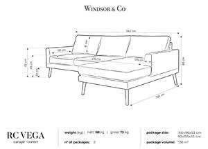 WINDSOR & CO Třímístná rohová pohovka Vega pravý roh 242 × 156 × 86 cm