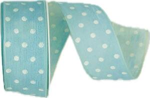 Stuha bavlněná POLKADOT BLUE pastelově modrá 25mm x 2m (11,-Kč/m)
