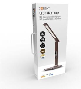 WO45-H LED stolní lampička s displayem, 9W, volba teploty světla, kůže, hnědá