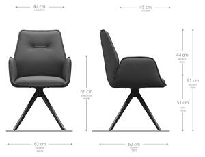 DELIFE Otočná židle Zoa-Flex křížová podnož hranatá černá bouclé šedá 180°
