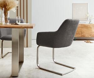 DELIFE Jídelní židle Pejo-Flex konzolová podnož plochá z nerezové oceli bouclé šedý