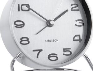 KARLSSON Budík Clock Classical stříbrná ∅ 9,5 × 11 cm