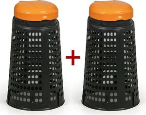 Odpadkový koš plastový na pytle 120 L - 1+1 ZDARMA černý, oranžová