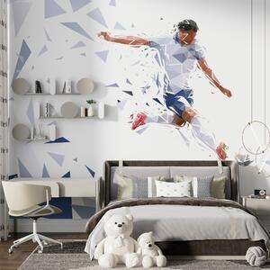 Fototapety Dynamický fotbalista ve stylu low-poly, který se trefuje do míče, Fototapety teen room, Fototapety fotbalové, w03289 : uwalls.cz
