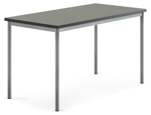 AJ Produkty Stůl SONITUS, 1400x700x760 mm, stříbrné nohy, deska s linoleem, tmavě šedá