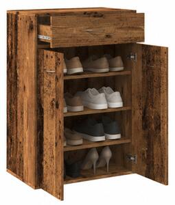 Skříňka na boty, botník, 1 zásuvka, 2 dvířka, dřevo, 85x61x36 cm, staré dřevo, Dekorino BB20260066