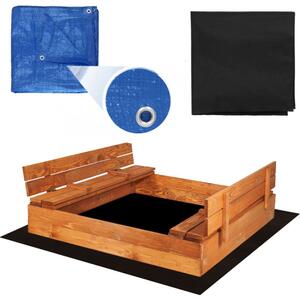 Dětské pískoviště s krytem 120x120 cm DECHLAND Smart 120SET hnědé
