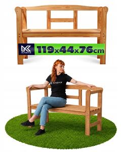 Lavička s opěradlem, dřevěná, 119 x 44 cm