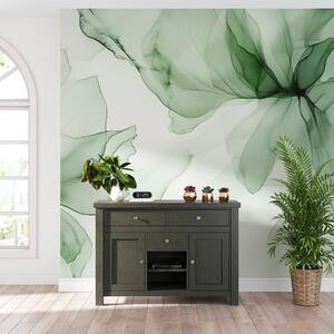 Fototapety Fluidní styl květiny, květinová abstrakce, akvarel, zelená paleta barev , Fototapety květiny, w03406 : uwalls.cz