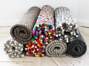 Šedo-bílý kuličkový vlněný koberec Wooldot Ball Rugs, 120 x 180 cm