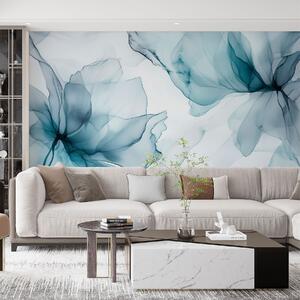 Fototapety Fluidní styl květiny, květinová abstrakce, akvarel, modrá paleta barev , Fototapety akvarel, w03406v2 : uwalls.cz