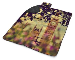 Sablio Plážová deka Londýn Big Ben Flowers: 200x140 cm