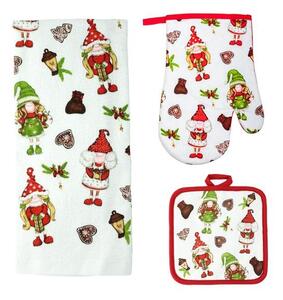 Kuchyňský set TORO elfíci - rukavice, chňapka, utěrka