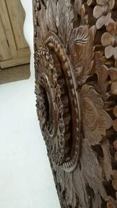 Závěsná dekorace MANDALA hranatá, LOTOS 3D, teakové dřevo (Masterpiece ruční práce)
