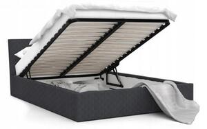 Luxusní manželská postel VEGAS tmavě šedá 160x200 z eko kůže s kovovým roštem