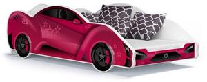 Dětská postel AUTO 180x90 růžová závodní