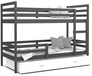DOBRESNY Dětská patrová postel JACEK 160x80 cm ŠEDÁ-BÍLÁ