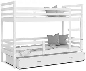 DOBRESNY Dětská patrová postel JACEK 200x90 cm BÍLÁ-BÍLÁ