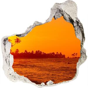 Díra 3D ve zdi na stěnu Západ slunce pláž nd-p-112375136