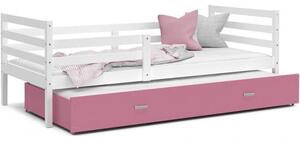 DOBRESNY Dětská postel s přistýlkou JACEK P2 190x80 cm BÍLÁ-RŮŽOVÁ