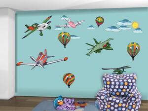 Letadla a balóny-01, Dětské samolepky na zeď